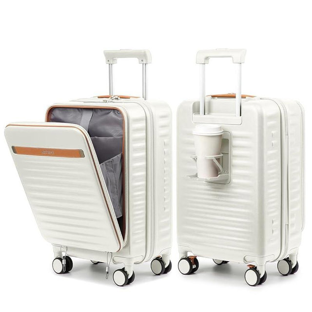 Joyway Carry on Luggage Airline Approved with Front Compartment and Cup Holder, 20 Inch Hard Shell Carry-on Suitcase with Spinner Wheels and TSA Lock for Women Men