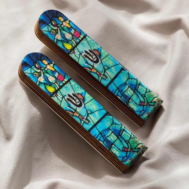 Mezuzah Case with Marc Chagall design ,Jewish Aluminum Modern Mezuzah, Peel and Stick Adhesive Mezuza Cover with Scroll, Jewish gifts