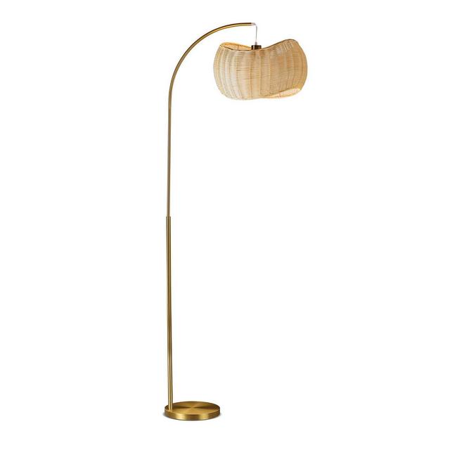 Brightech Wave Pendant LED Floor Lamp with Rattan Shade