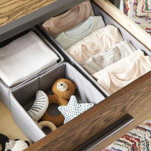 Crate & Barrel Canvas Grey Drawer Organizers, Rectangle