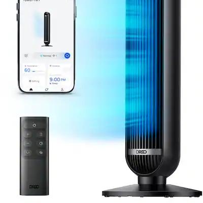 DREO - 27ft/s Velocity Quiet Floor Fan, 90° Oscillation, 8 Speeds, Remote Control, 4 Modes,DC Motor, Nomad - Black