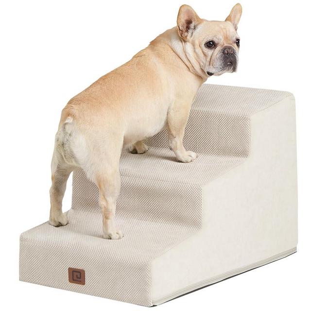 EHEYCIGA Dog Stairs for Small Dog 15.7”H, 3-Step Slope Dog Stairs for Couch and Sofa, Pet Steps with Non-Slip Bottom, Low Ramp and Larger Step Area