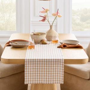 16" x 108" European Linen Table Runner in Cafe Gingham