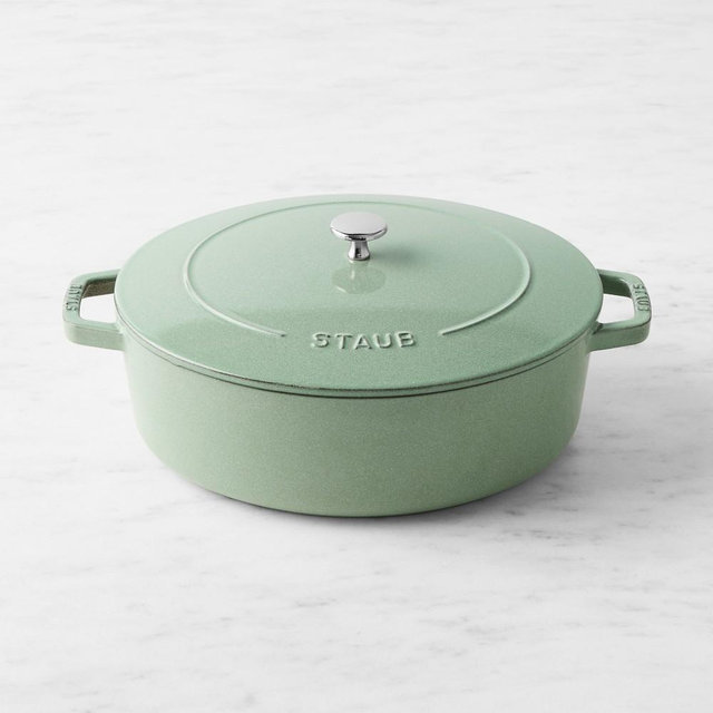 Staub Enameled Cast Iron Wide Oval Oven, 6 1/4-Qt., Sage