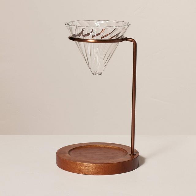 13oz Pour Over Coffee Maker Clear/Brown/Copper - Hearth & Hand™ with Magnolia