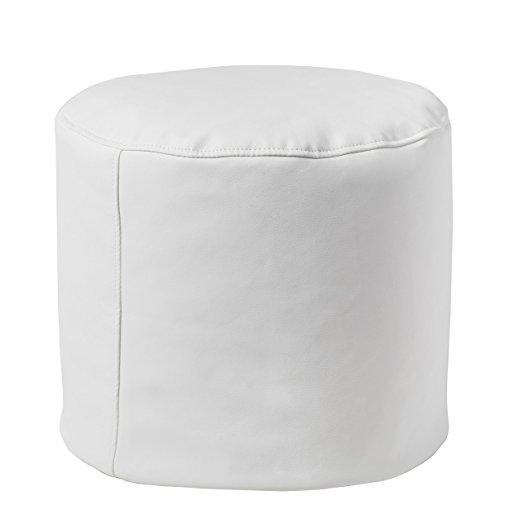 Small Round Ottoman Pouf Foot Stool, Portable White Footstool Perfect For Adults, Kids, and Massage