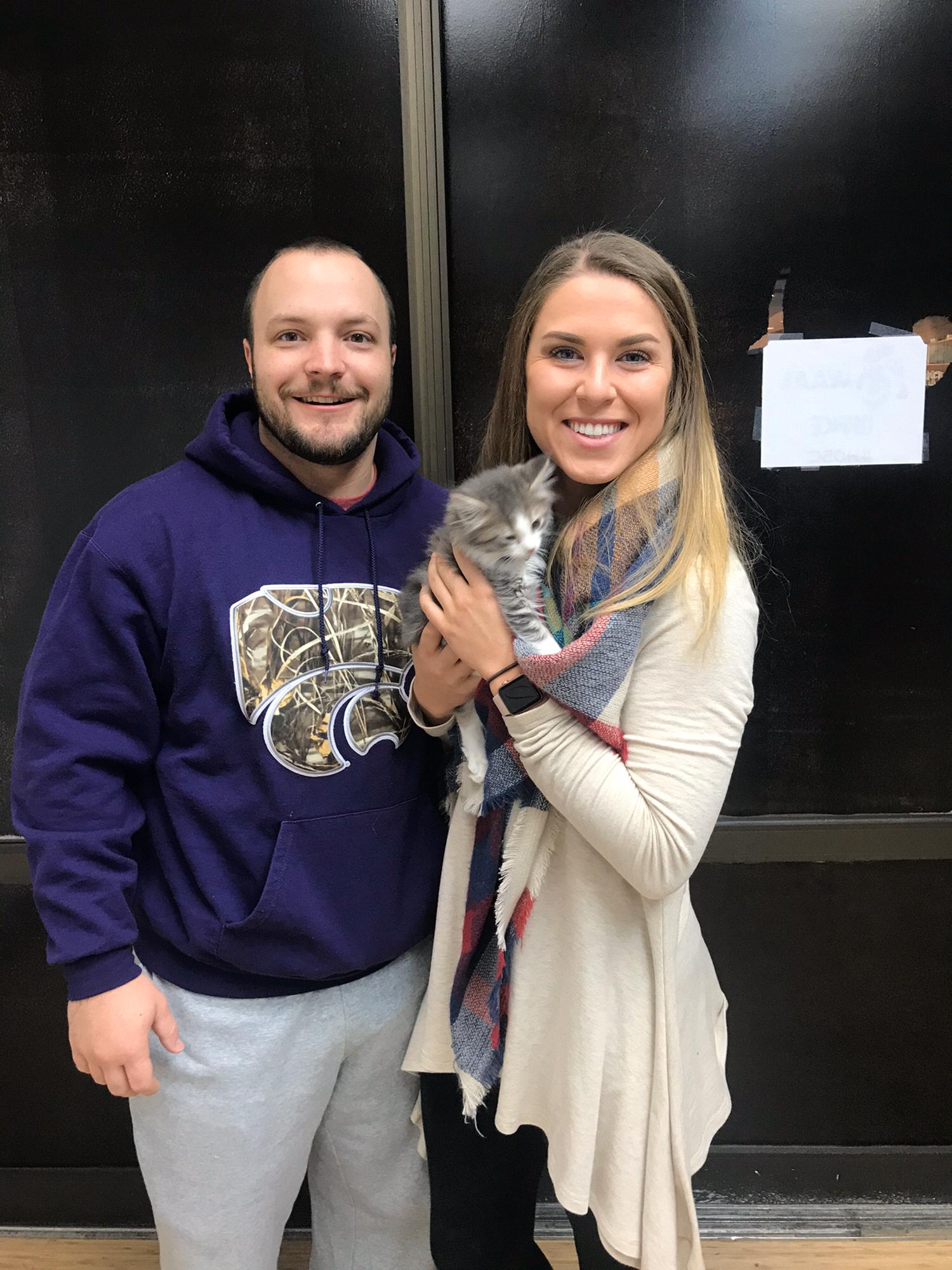 In November 2018, Katie and DJ adopted their first pet together. Maverick now enjoys sleeping sandwiched against Katie’s face and playing with his younger sister Rogue.
