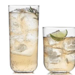 Libbey Polaris Tumbler and Rocks, Axis Glass Cups Set of 16, Elegant Mixed Drinking Glasses with Modern Clean Lines, Dishwasher Safe Glassware Set