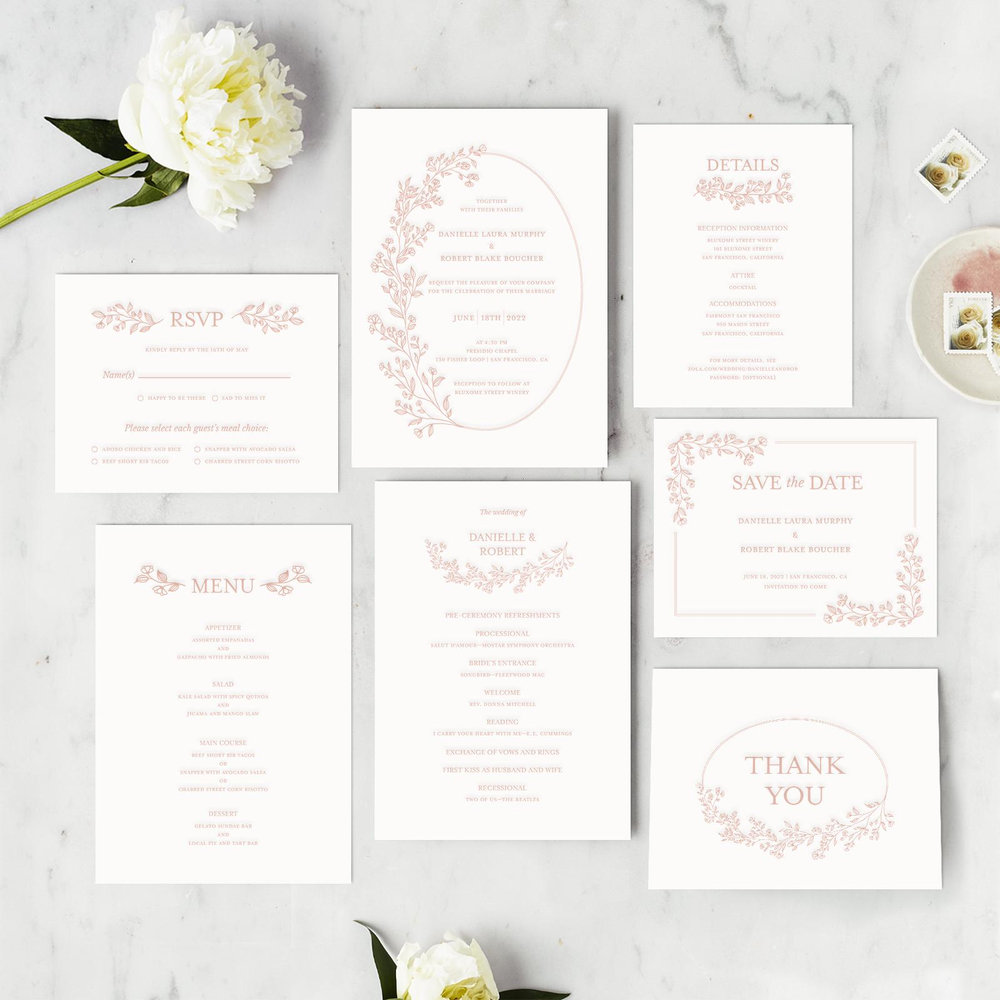 Kalispell Bloom Letterpress | Dusty Rose | Zola Wedding Invitations