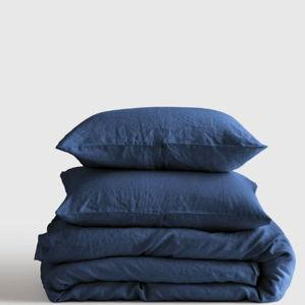 Linen Duvet Cover Set | Quince COLOR: Indigo blue, SIZE: Full