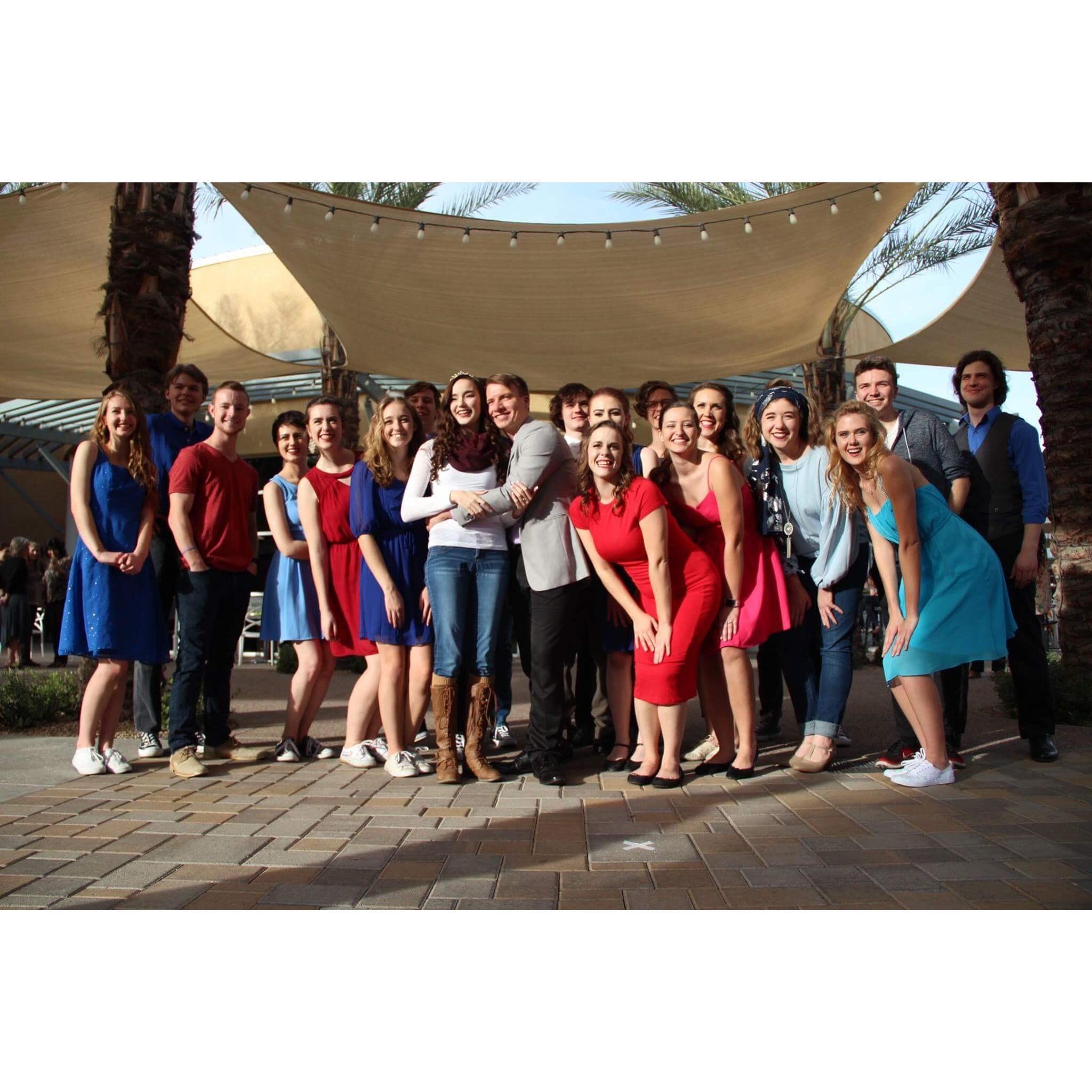 The group of friends that were so kind to perform the flash mob dance!!!