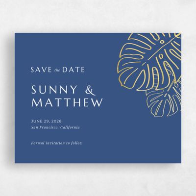 Grayed Teal, Blue Wedding Save the Date - Morelos Landscape Foil