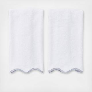 Scalloped Edge Hand Towel, Set of 2