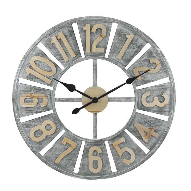 30.5" Rustic Clock with Layered Numbers Gray - Stonebriar Collection