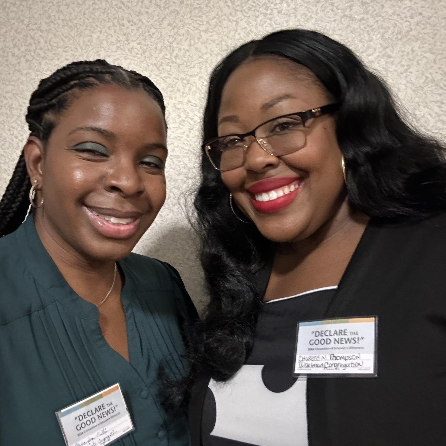 Churece and Alex at the 2024 Convention of Jehovah’s Witnesses—sisters in faith, side by side in service.
#SpiritualSisters #ConventionJoy #DeclareTheGoodNews