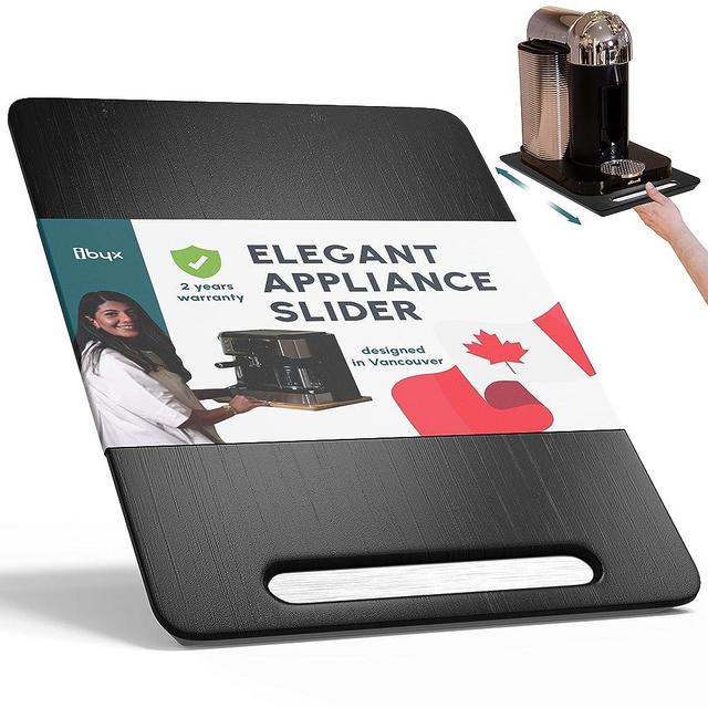 Ibyx Elegant Sliding Tray for Your Coffee Maker & Heavy Kitchen Appliances - Patent Pending - Sturdy, Slides Easily from Under The Cabinet - Rolling Appliance Tray for Countertop with Wheels 9.5”X14”