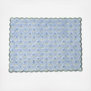 Mona Scallop Embroidered Blockprint Placemat