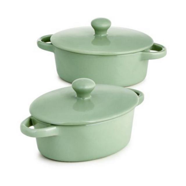 Martha Stewart Collection Sage Oval Stoneware Cocottes, Set of 2, Created for Macy's
