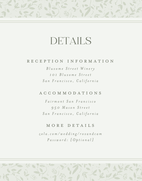 Manado | Grassy Sage | Zola Wedding Enclosure Cards