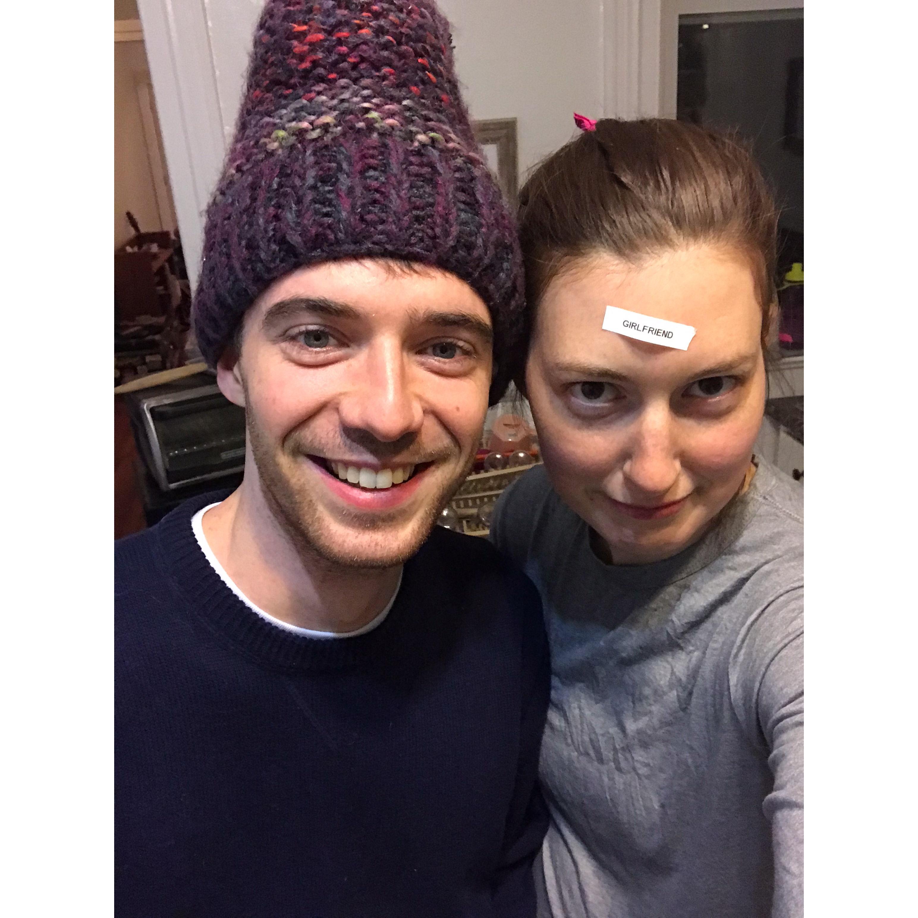 Playing with the label maker in Hope's apartment in Albany 2018