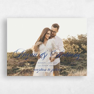 Dark Blue Wedding Invitation - Jessenia Photo