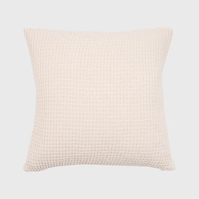 20"x20" Oversize Chenille Shiny Waffle Knit Square Throw Pillow White - Evergrace