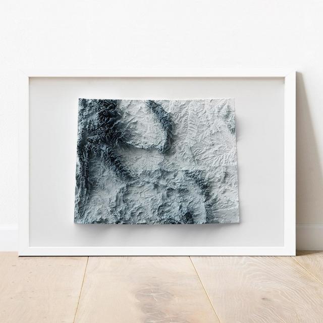 Wyoming Map | Minimalist Elevation Map | Shaded Relief | 2D Print on Fine Art Matte Paper
