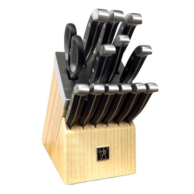 Henckels International Statement 14-pc Self-Sharpening Knife Block Set, 6 Steak Knives, Paring Knife, Santoku Knife, Bread Knife, Chef’s Knife, & More, Natural Block Color