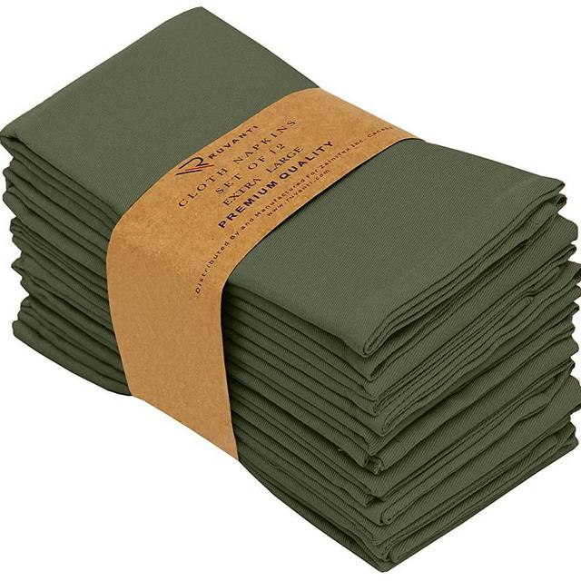 Ruvanti Kitchen Cloth Napkins 12 Pack 18X18 Inch Dinner Napkins Soft, Comfortable, Reusable Napkins, Durable Linen Napkins, Perfect Table Napkins, Martini Olive Napkins for Dinners, Parties & Wedding.