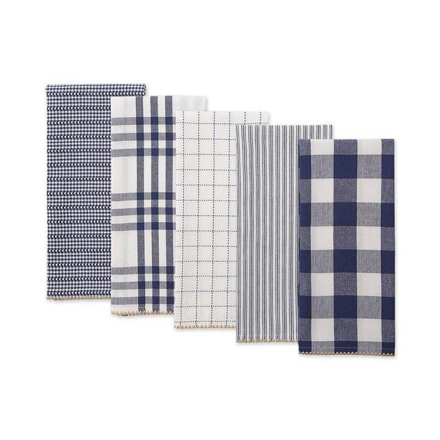 Farmhouse Woven Kitchen Towels, Set of 5 - French Blue