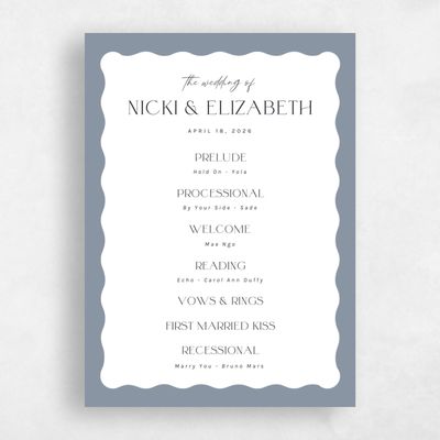Dusty Blue Wedding Program - Spencer