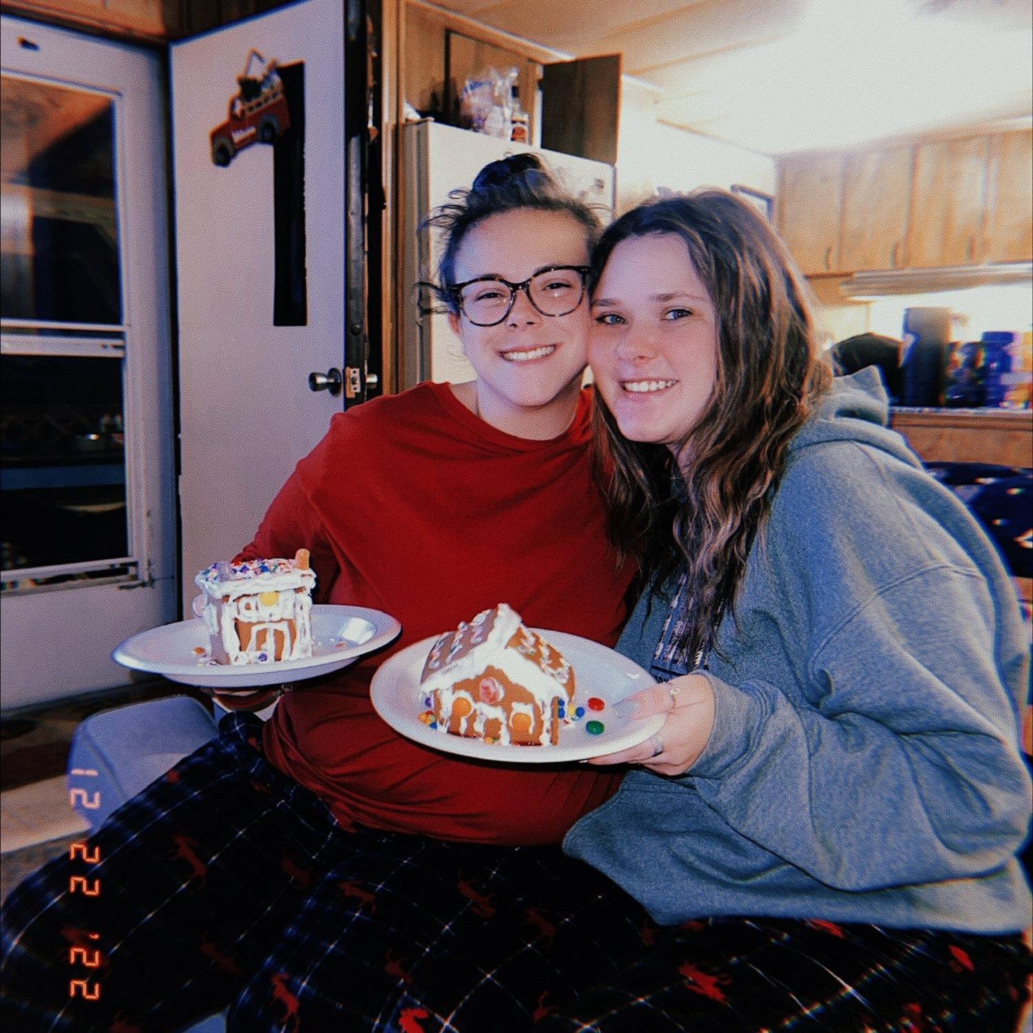 December 2022: Making gingerbread houses to celebrate our first Christmas together!