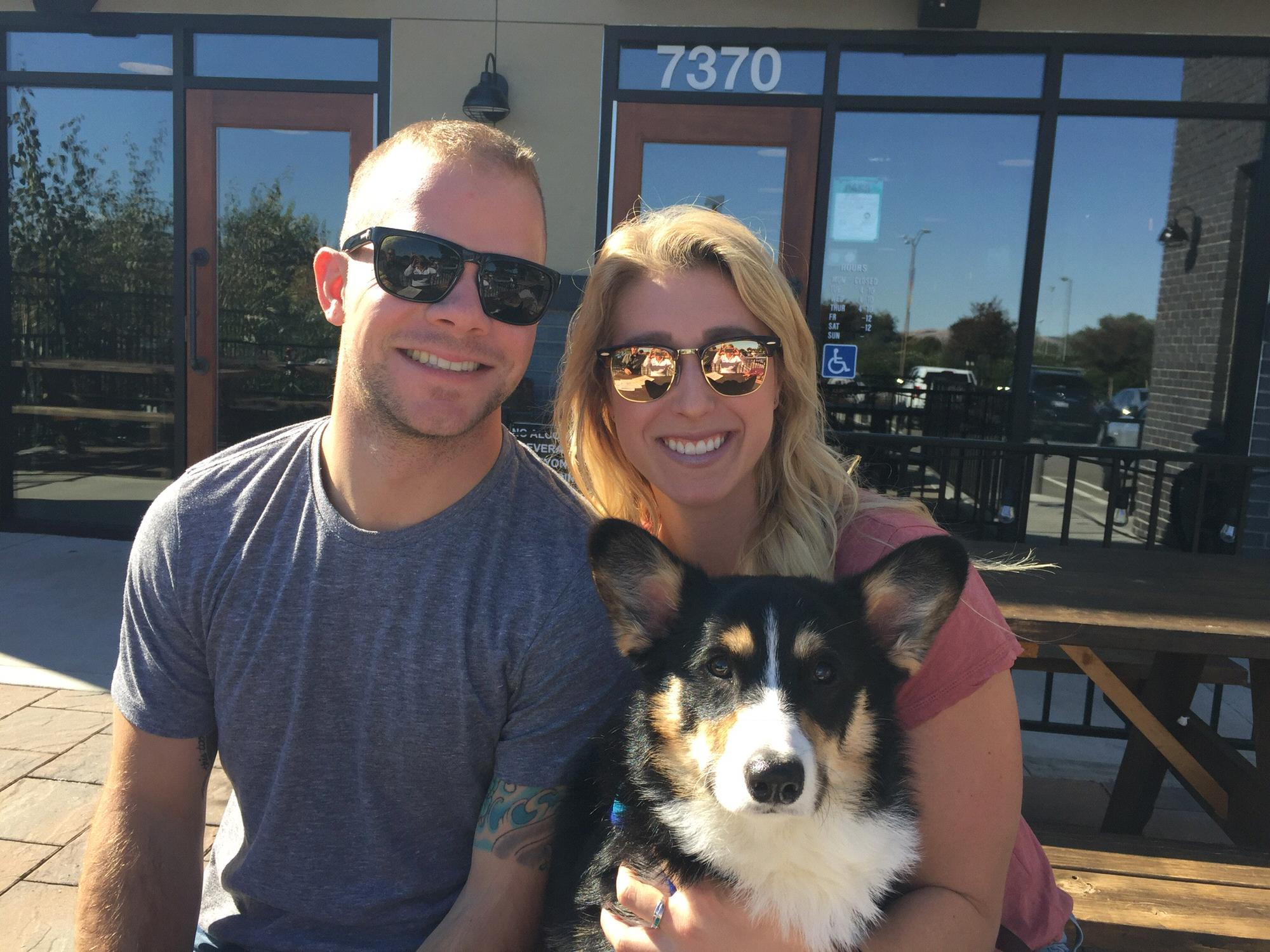 Dublin with one of our fur children, Axel.