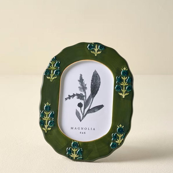 Ceramic Block Print Photo Frame- 4x6
