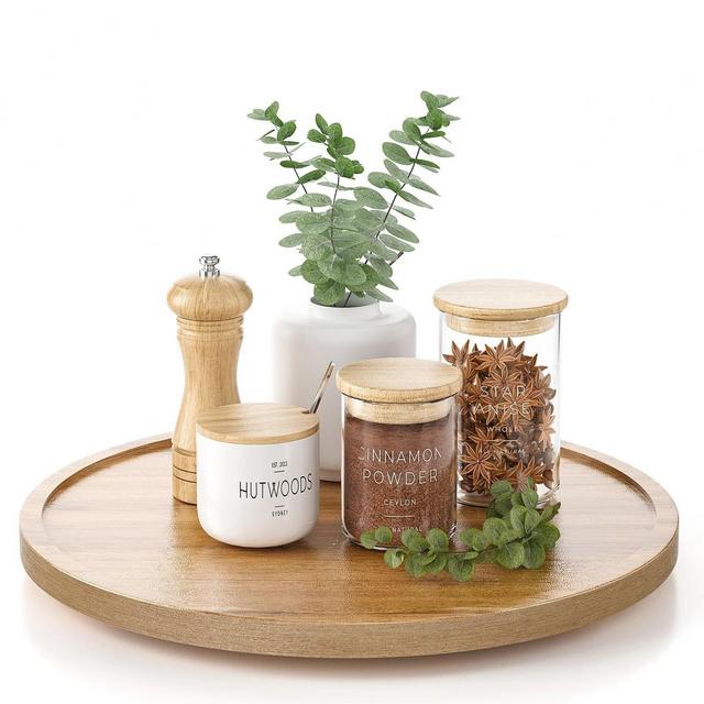 LunaLulinlk Acacia Wood Lazy Susan Organizer Kitchen Turntable for Cabinet Pantry Table Organization, 12 inch
