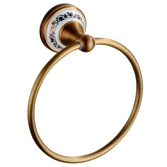 Towel Ring Antique Brass Hanger Hand Towel Holder for Bathroom Kitchen Accessories Wall Mounted,Porcelain Design