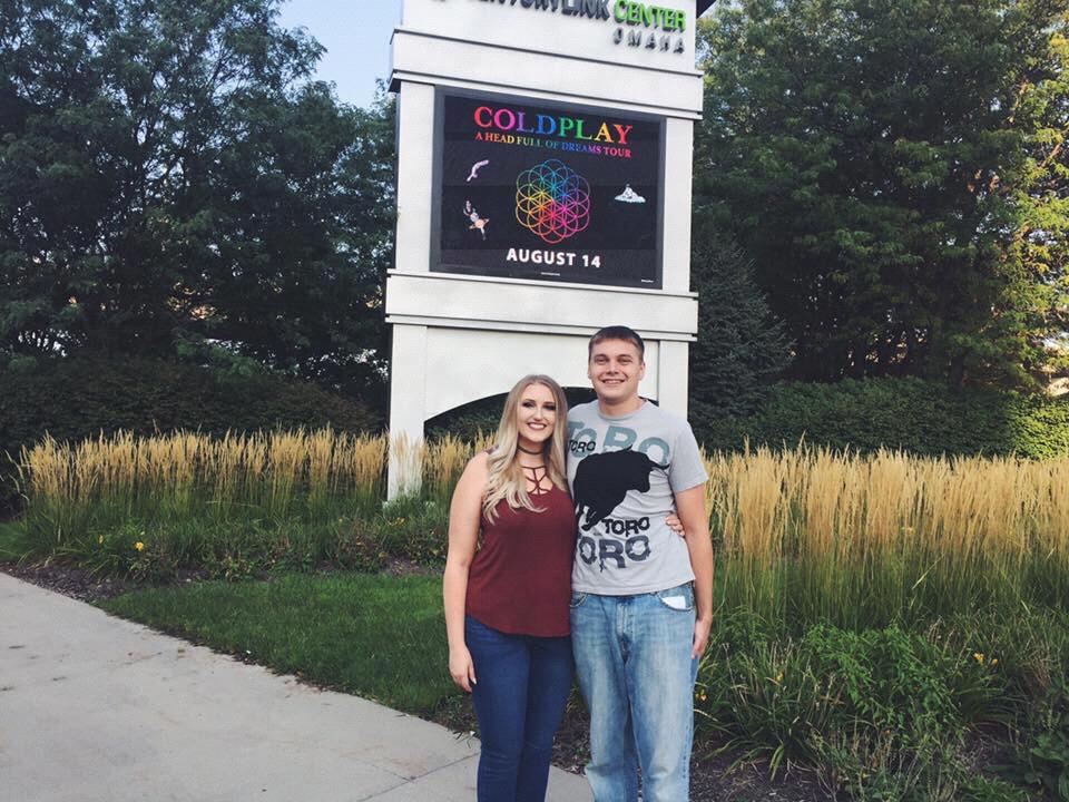Seeing Coldplay in Omaha to celebrate our two year anniversary - August 2017