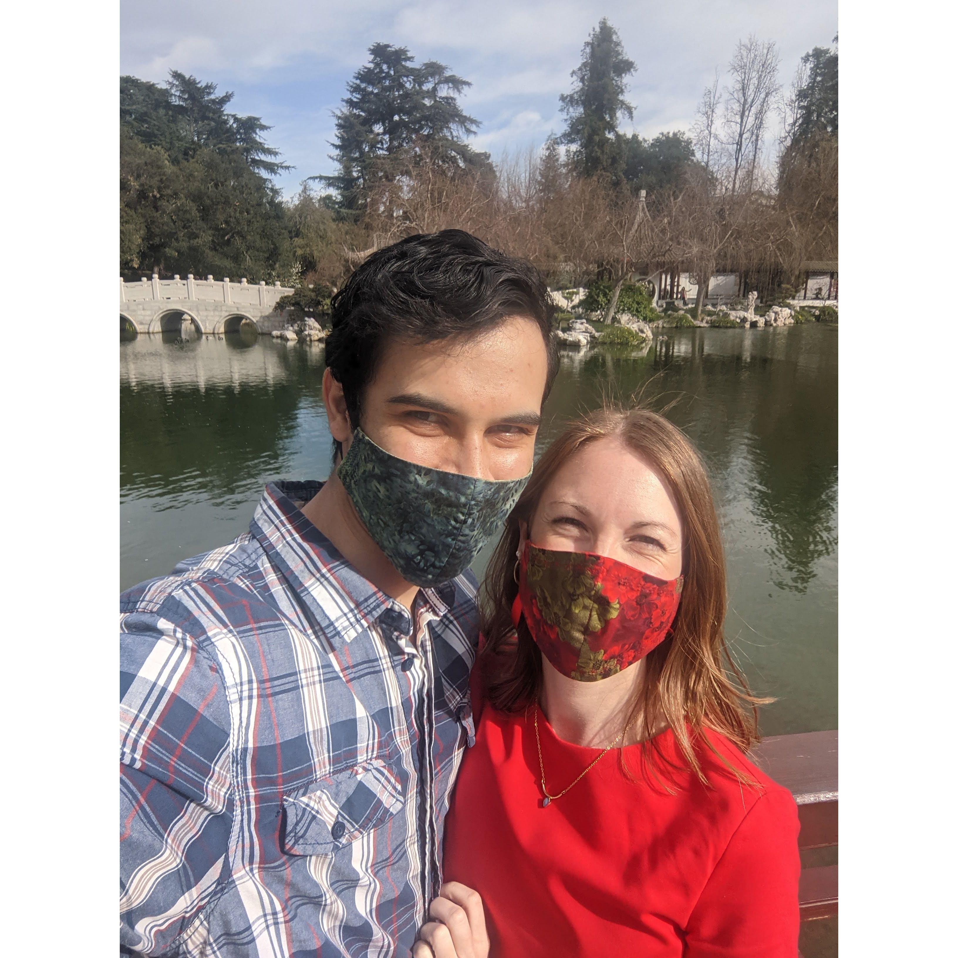 Valentines date at the Huntington...and a visual reminder that most of our relationship happened during the Pandemic (February 2021) #MasksByLisaDaniels