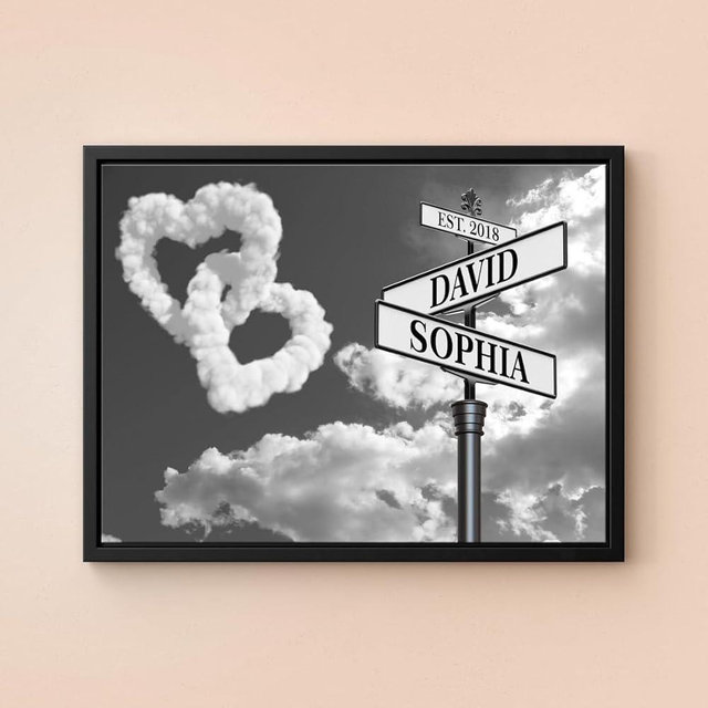 Personalized Wedding Name Street Sign Canvas Poster, Custom Name Intersection Sign Poster Wall art, Best Gift For Wedding, Anniversary, Birthday And Holidays