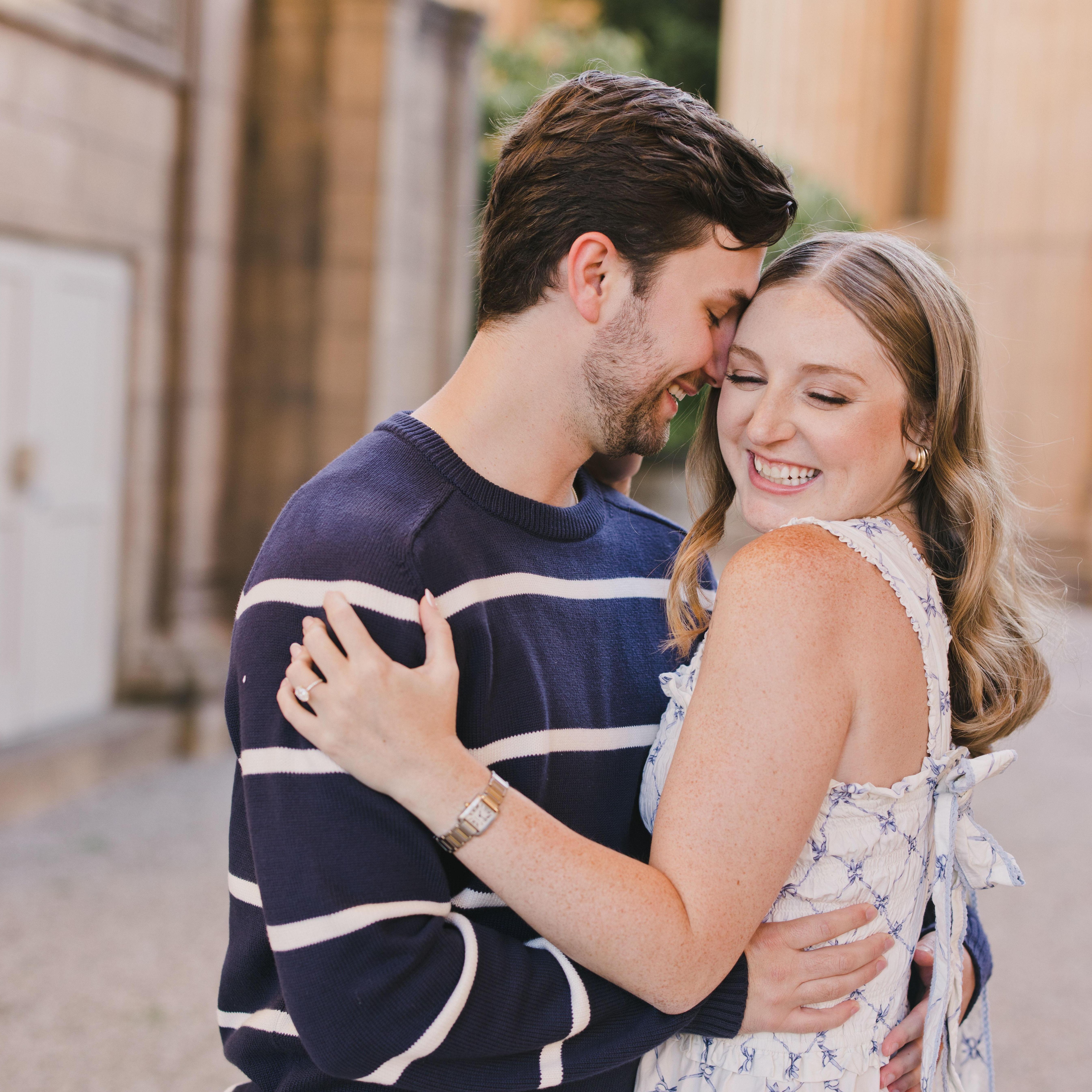 A photo from our engagement shoot at the Palace of Fine Arts