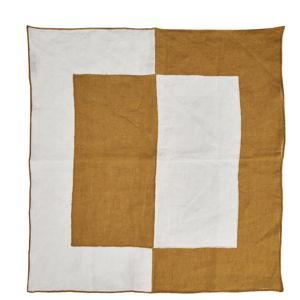 Bauhaus Embroidered Linen Napkins Set of 4 (Camel)
