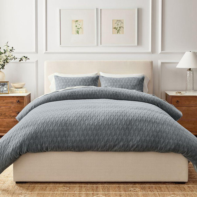 Drew Cotton Chenille Duvet Cover, Dark Chambray, Full/Queen