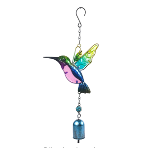 Wind Chimes Hummingbird, Garden Small Wind Chime for Home, Party, Festival Decor, Glass Garden Valentines Day Gift Decoration Indoor/Outdoor, Lifelike Hummingbird Bell Deep Tone Style
