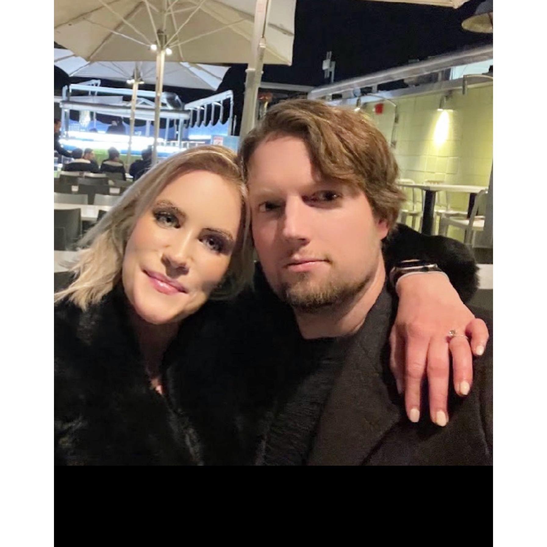 January 21, 2023 - The Night we Got Engaged! Us at the La Jolla restaurant, George's at the Cove, having dinner and celebrating!