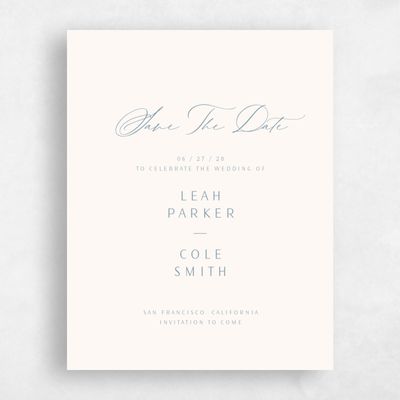 Blue Simple Wedding Save the Date - Elincourt Portrait