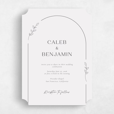 Grey Ticket Wedding Invitation - Oakbrook Portrait