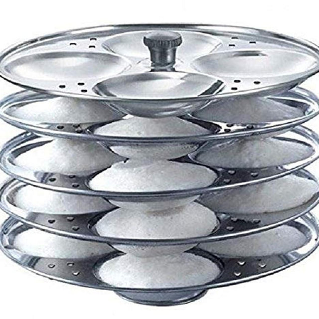 Tabakh Stainless Steel 5-Rack Idli Stand, Medium, Silver