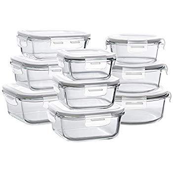 Bayco Glass Meal Prep Containers, [6 Pack, 22oz | 2.7cups] Glass Food Storage Containers with Lids, Airtight Glass Bento Boxes, BPA Free & FDA Approved & Leak Proof (6 lids & 6 Containers)
