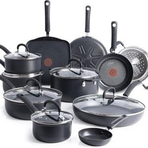 T-Fal Ultimate Hard Anodized Nonstick Cookware Set 17 Piece, Nonstick Pots and Pans Set