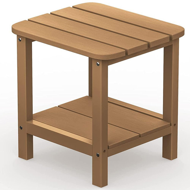 SERWALL Double Adirondack Side Table Rectangular End Table, Brown